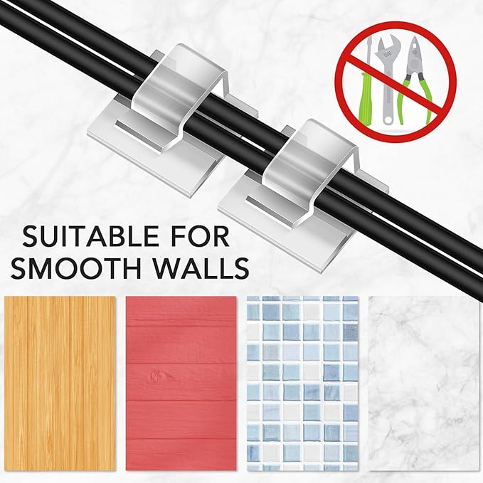 500 Pcs Outdoor Light Clips Adhesive Cable Clips for Christmas Outdoor String Lights with Adhesive Strips Patio Decor for Wall Wire Holder for Hanging Cable Management Cord Organizer (Red)