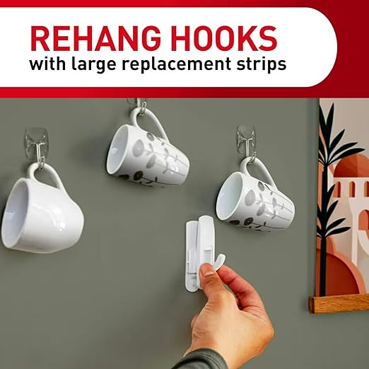 Command 5 lb Indoor Large Replacement Strips, 20 Strips, Damage-Free Wall Hanging, Re-Hang Large Hooks for Home and Wall Decor, White Adhesive