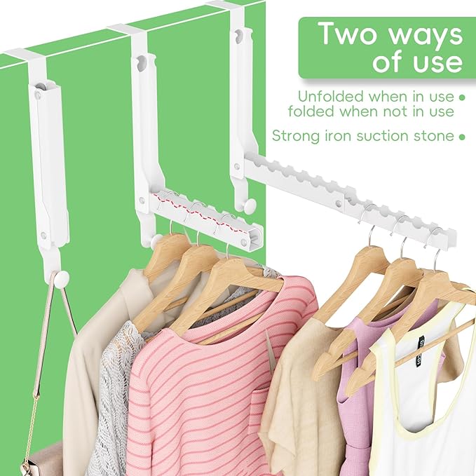 Over The Door Hooks, Extended Over The Door Clothes Hanger with 11 Ridges, Space-Saving Over The Door Rack Door Hooks for Hanging Clothes, Larger Capacity Over The Door Hanger, Upgraded Version.