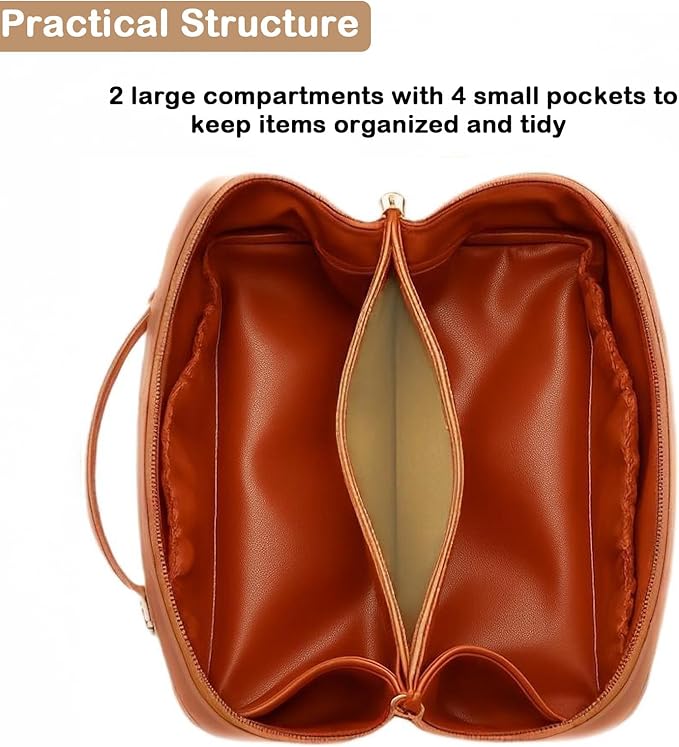 Travel Makeup Bag,Large Capacity Cosmetic Bags for Women,Waterproof Portable Pouch Open Flat Toiletry Bag Pattern Makeup Bag