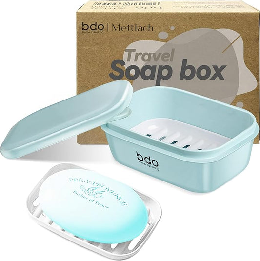 Travel Soap Case, Leakproof Soap Container with Lid, Portable Bar Soap Holder for Traveling, Soap Dishe for Bathroom, Shower, Gym, School, Camping, Vacation, Outdoor (Green)
