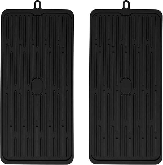 (2 Pack) Black Silicone Dish Drying Mat Silicone Kitchen Countertop Drying Mat for Pots, Pans, Glassware, Silverware