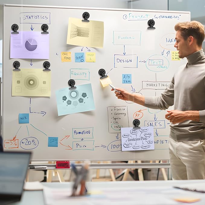 VNDUEEY Strong Magnetic Clips, 60 Pack Refrigerator Magnets Fridge Magnets, Magnetic Clips for Whiteboard Magnet Metal Clip Classroom Cruise Ships, Heavy Duty Clip Magnet for Locker Girls(Black)