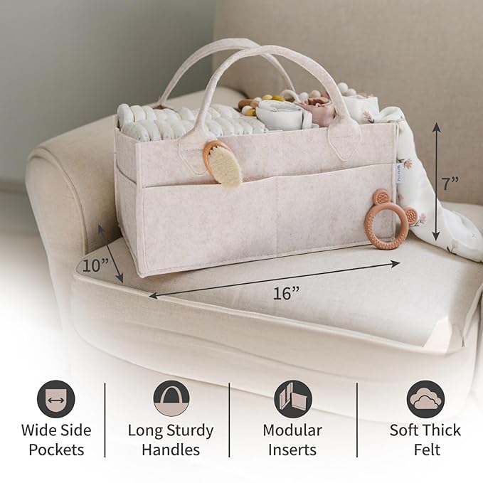 PUTSKA Baby Diaper Caddy Organizer - Nursery Storage Basket for Diaper Station, Baby Basket Shower Gift List and Registry Must-Have, Newborn Essentials, Nursery Decor for Boy or Girl-Mocha,Extra Large