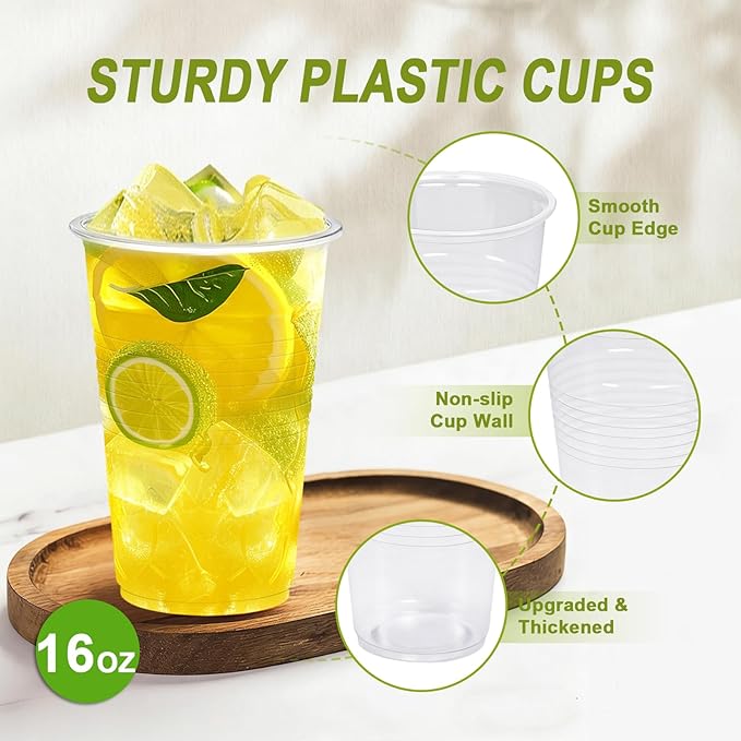 Lamosi 1000 Pack 16 oz Plastic Cups, Plastic Disposable Cups, Cold Drinking Water cups for Party, Wedding, Travel, BBQ, Picnic, Event
