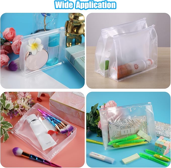 50 PCS Mini Clear Makeup Bag,Small Clear Zipper Pouch Travel Bag for Toiletries Plastic Cosmetic Organizer Waterproof，for Swimsuit Bikini Travel Vacation(7.9 x 5.9 x 2 Inch)