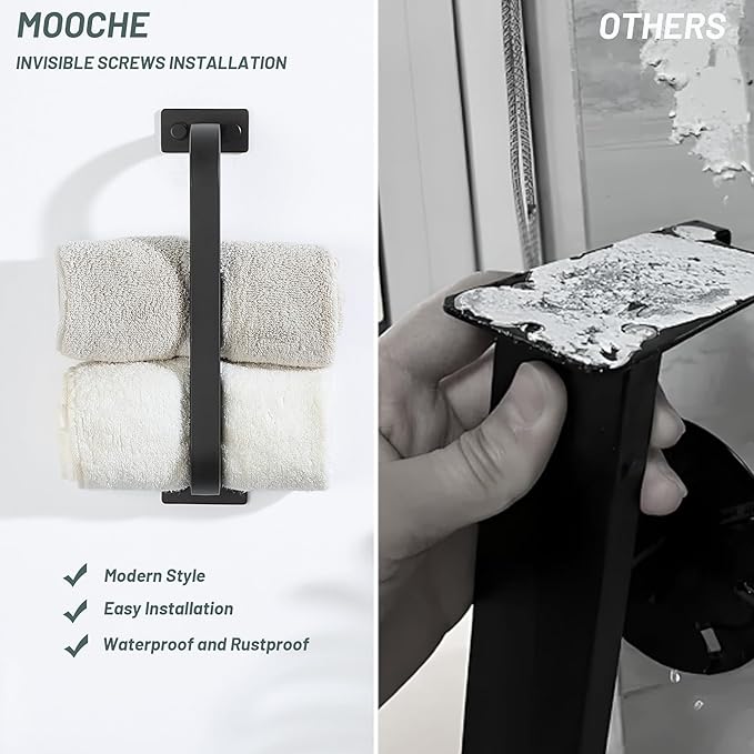 Bathroom Towel Bar, 10 inch Towel Racks for Bathroom Wall Mounted, SUS304 Stainless Steel Heavy Duty Towel Holder Bathroom Accessories Modern Home Decor, Matte Black Finished