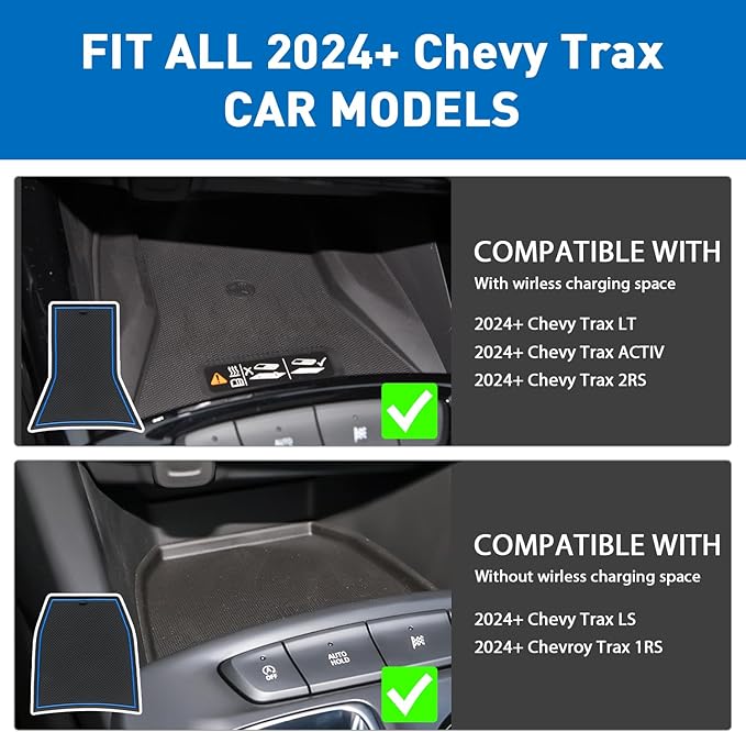 for 2024 2025 2026 Chevy Trax Accessories - for 2024 2025 2026 Chevrolet Trax (LS,1RS,LT,2RS,ACTIV) Cup Holder Inserts Door Slot Mat Compartment Center Console Liners (14 Pcs, Blue Trim)
