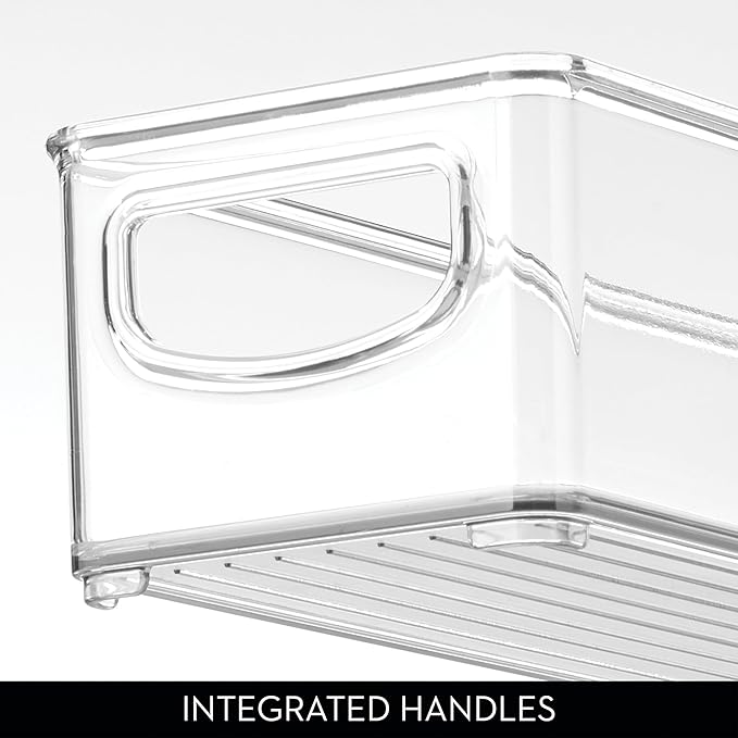 iDesign Slim Clear Plastic Storage Bin, Extra Long Narrow Stackable Organizer for Kitchen and Pantry