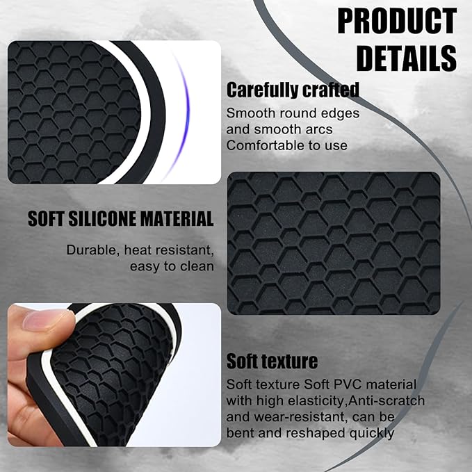 4PCS Car Cup Holder Coasters, 2.75 Inch Non-Slip Insert Cup Holder Pad, Dustproof Automotive Interior Accessories Mat, Universal for Trucks, Vehicles, RVs and More (Black/White)