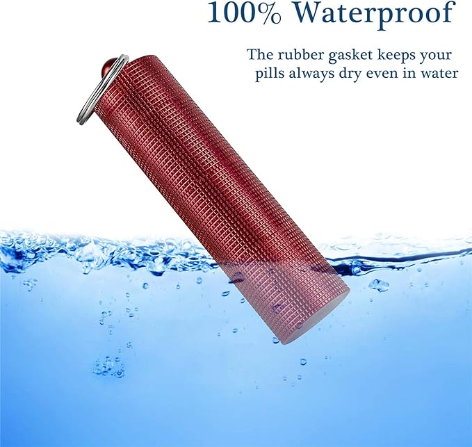 PPFISH 2 PCS Portable Daily Pill Case, 3 Compartments Aluminum Alloy Waterproof Pill Box Dispenser, Small Pocket Pill Container, Keychain Pill Fob, Travel Pill Holder for Men Women