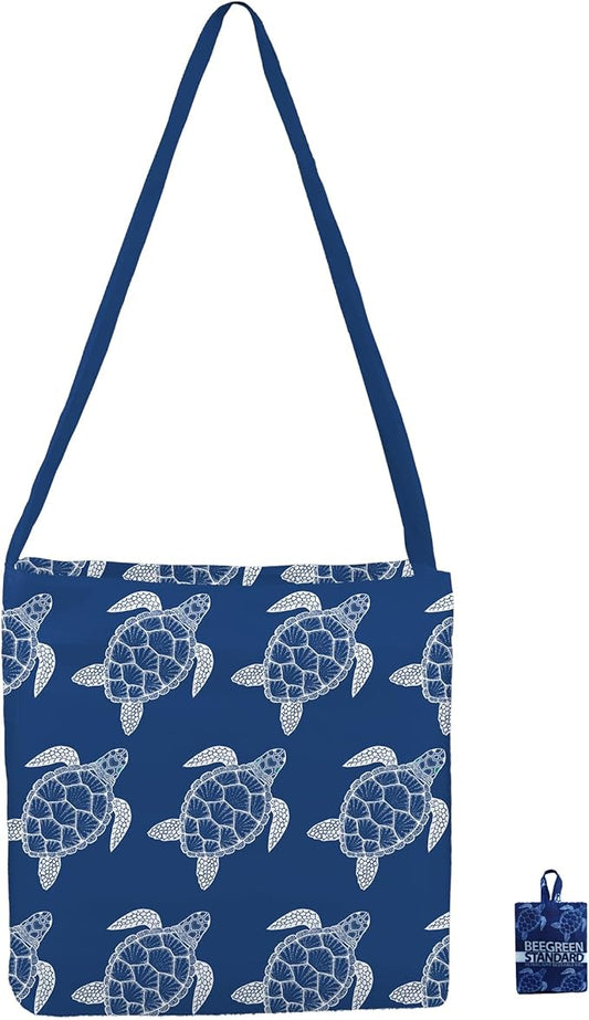 BeeGreen Turtle Ultimate Large Capacity Tote Bag - Reusable Grocery Shopping Bag - Beach Foldable Compact Portable Machine Washable