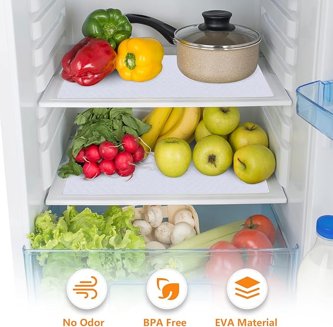 White Shelf Liner Kitchen Cabinet Liners Refrigerator Liners Waterproof & Oil-Proof Kitchen Cupboard Liner Drawer Mats EVA Material Non Adhesive Washable Fridge Liner for Shelves 35.4 x 236.2 Inches