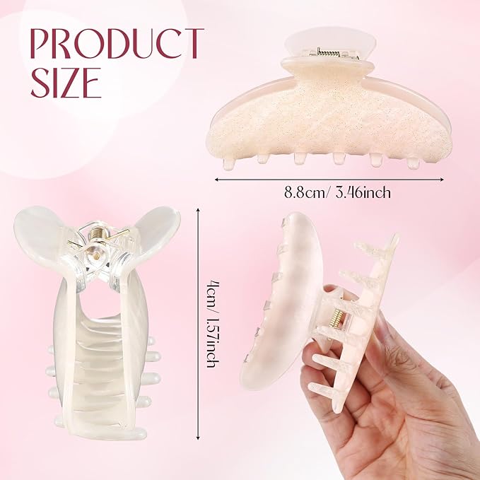 8 Pcs Large Acrylic Hair Claw Clips for Women Non-slip Strong Hold Jaw Clamps for Thick or Thin Hair(Starry Sky,Fresh Color)