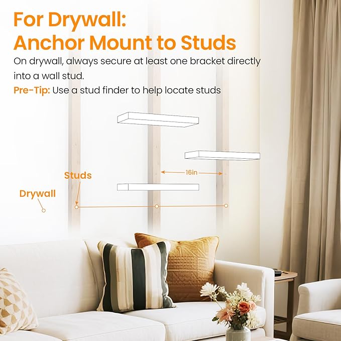 BAYKA Grey Floating Shelves for Wall, 22.5 inches Wall Mounted Rustic Wood Shelves for Bathroom, Bedroom, Living Room, Floating Shelves for Books/Storage/Decor (Set of 3)