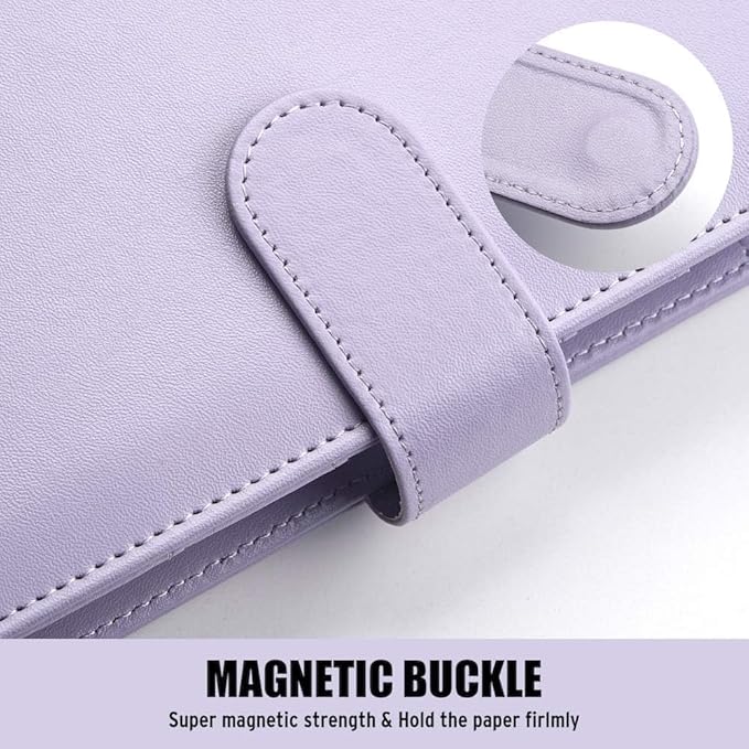 Sooez A5 Notebook Photocard Binder, 6 Ring Planner with Stylish Design, Loose Leaf Personal Organizer Cover with Magnetic Buckle, PU Leather Binder with Soft Colors