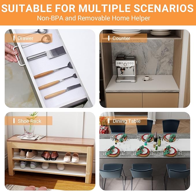 FLPMIX Shelf Liner 22 inch Wide - Waterproof Cabinets Liners, Non Adhesive, Easy to Cut Under Sink Mat Liners for Kitchens Drawer, Shelves, 22 X 300Inch White