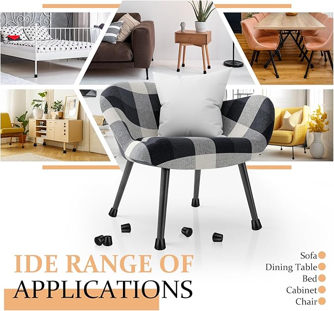 5/8" Round Rubber Chair Leg Tips Caps, 16 Pack Small Chair Leg Floor Protectors Small Furniture Legs Caps Non Slip Reduce Noise for Hardwood Floors (Black, Fit: 16mm to 17mm)