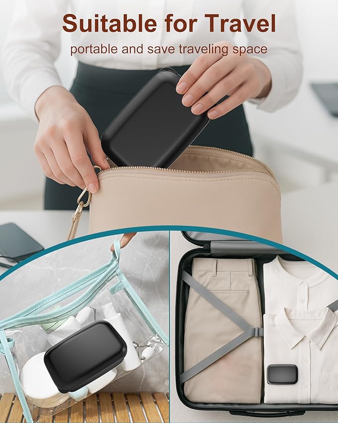 Quatish Leakproof Large Soap Dish with Lid & Draining Layer, Shatterproof Travel Bar Soap Holder Case Container, Portable Travel Size Toiletries Essentials for Camping, Gym, Bathroom, Black