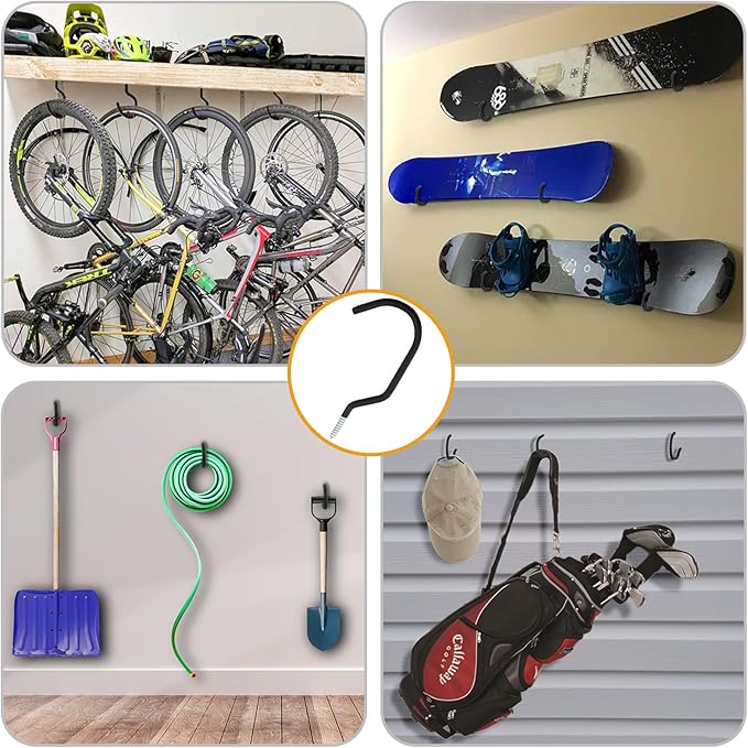 KURUI 9 in Mountain Bike Hooks for Garage Ceiling, Heavy Duty Bicycle Hangers for Hanging, Large Screw Hooks for Garage Ceiling Wall, No Drill Ceiling Hooks for Hanging Outdoor String Lights Plants