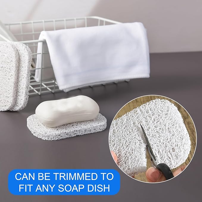 4PCS White Soap Holder PadBPA-Free Savers Pads for Soap Dish,Easy to Clean Soap Lifting Pads Suitable for Shower Kitchen Bathroom Bathroom Travel Hotel Cleaning Products