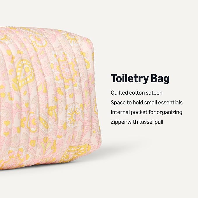 Amazon Essentials x Sofia Grainge Women's Quilted Makeup Toiletry Bag