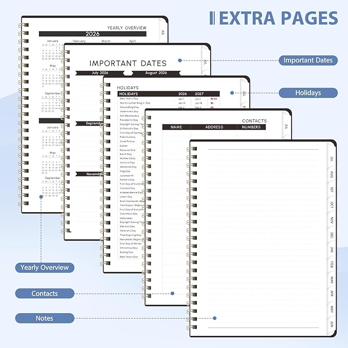 Planner 2026-2027, Weekly and Monthly Academic Planner, July 2026 - June 2027, Hardcover Calendar Agenda Book for School Year Planning, School Supplies for Teacher and Student, A5(6.3'' x 8.5'')