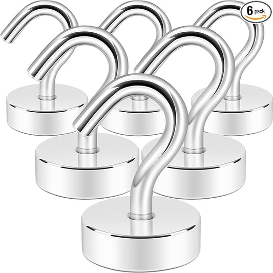 Neosmuk Magnetic Hooks, Cruise Ship Essentials, 30lb+ Heavy Duty Magnetic Hooks for Cruise Cabins, Refrigerator, Grill, Hanging, and Travel | Extra Strong Must-Have Magnet Hook, Silver