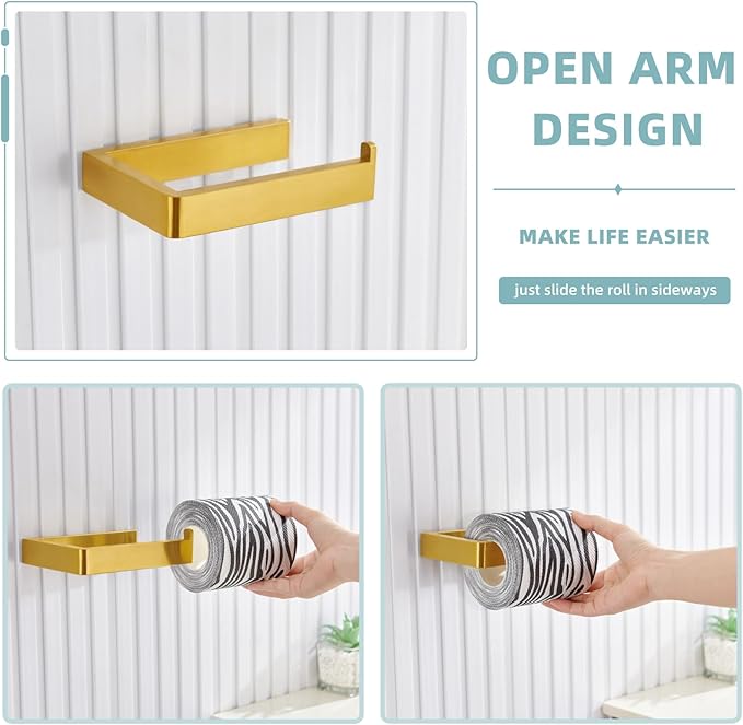 Angle Simple Toilet Paper Holder, SUS304 Stainless Steel Bathroom Toilet Tissue Roll Holder for Wall, Brushed Dark Gold