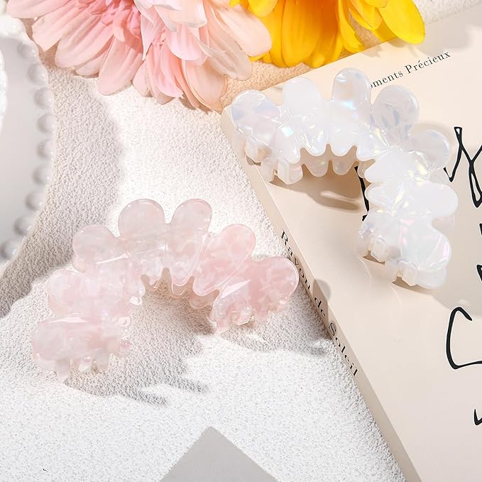 2 Pack Hair Claw Clips Women Large Tortoise Hair Clip French Design Barrettes Celluloid Leopard Print Accessories Jaw Clips for Thick Hair