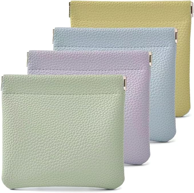 4PCS Small Makeup Bag for Purse，Waterproof Leather Portable Mini Makeup Bag,Snap Closure Organizer Pouch for Coin Cards Jewelry Lipstick Cosmetic Accessories，Small Travel Kit Storage Pouch