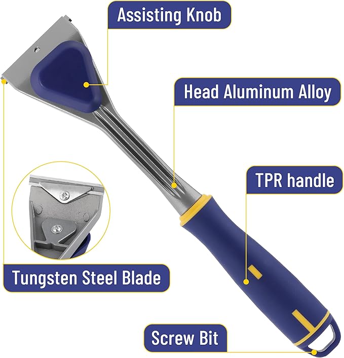 Bates- Carbide Scraper, 2.5", Double-Edged Tungsten Steel Blade, Paint Scraper Tool