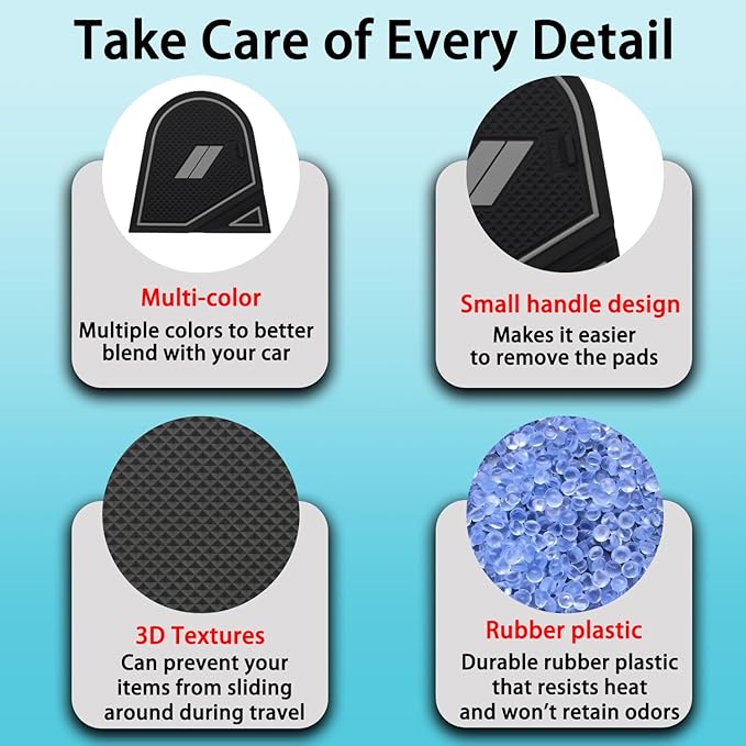 Center Console Liner for Dodge Durango 7-Seater Accessories 2021-2023 2024 2025 2026, Cup Holder Mat, Door Slot Pad, Coaster Trim, Non-Slip Dust Interior, Custom Rubber Insert (27pcs, Gray)