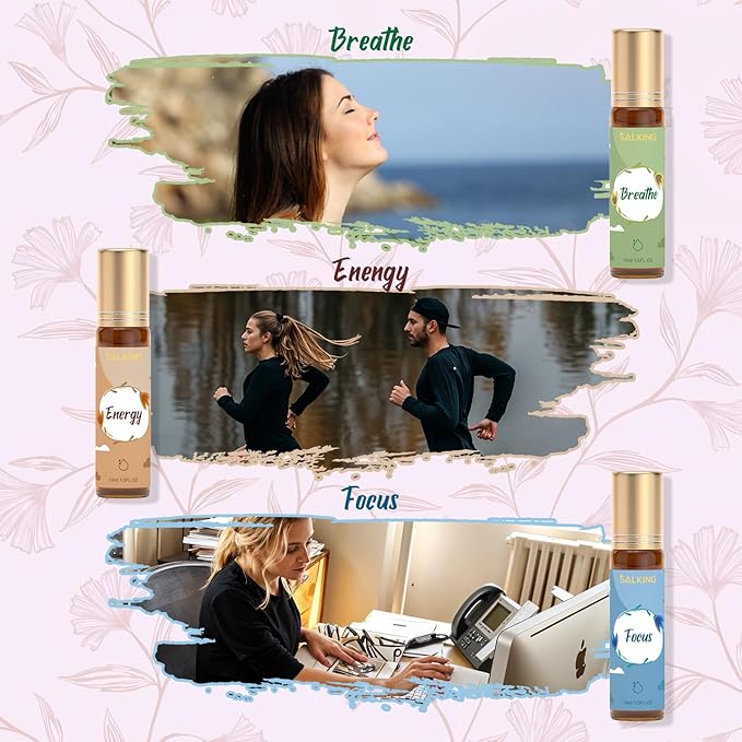 SALKING Essential Oils Roll On Set (6 Pack), Aromatherapy Oil Natural Pre-diluted Blend Oils for Skin Use, Natural Fragrance Gift for Women and Men