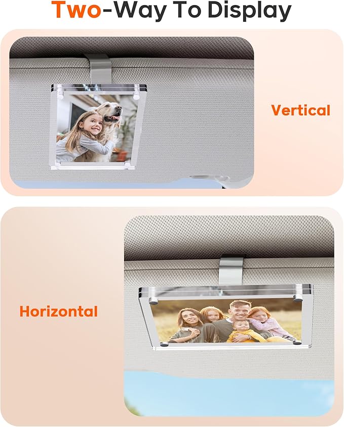 2Pcs 3"x3.5" Magnetic Car Visor Photo Holders - Strong Clip-on Picture Frames for Sun Visor - Personalized Photo Display for Family, Pets & Memories - Car Accessories Christmas Gift with Secure Clips.