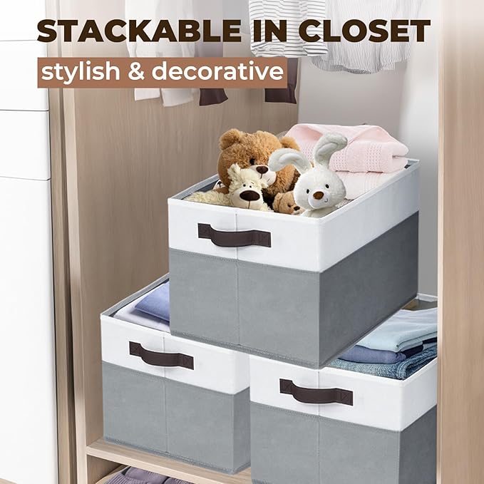 Criusia 6-Pack Clothes Bins for Organization - 16x12 Extra Large Storage Baskets for Shelves, Closet, Bedroom - Toy Storage Organizer Bins, Boxes, Cubes for Nursery - RV, Apartment Essentials
