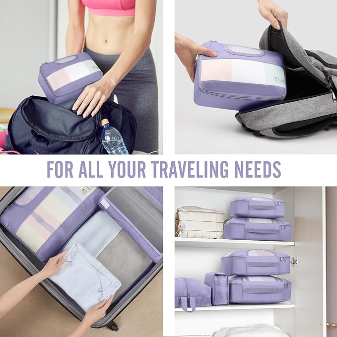 Veken 10 Set Packing Cubes for Travel Essential, Suitcase Organizer Bags in 4 Sizes, Carry-On Luggage Accessories with Large Laundry & Hanging Toiletry Bag, Must-Have for Airplane, Road Trip & Camping