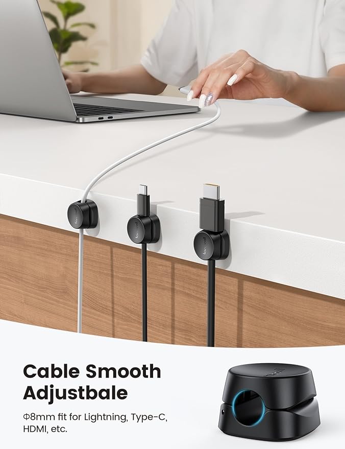 12 Pack Cord Organizer Spring Clips, Office Desk Accessories - Lamicall Desk Cable Management Clips, Dorm Room Bedroom Essentials, Phone Charger Cord Holder, Wire Organizer Keeper for Nightstand
