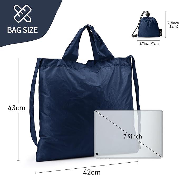 KALIDI Compact Tote Shopping bag Lightweight Foldable Tiny Reusable Grocery Shoulder Bag Crossbody