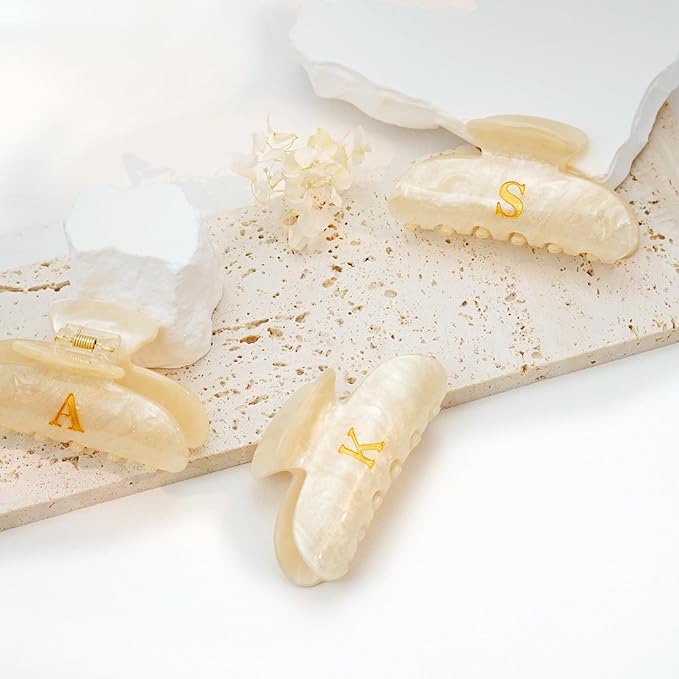 Acrylic Letter Hair Clips for Women - Monogram Hair Claw Alphabet Large Hair Clip, Fashion Glitter Claw Clips Elegant And Durable Hair Accessory, Letter W