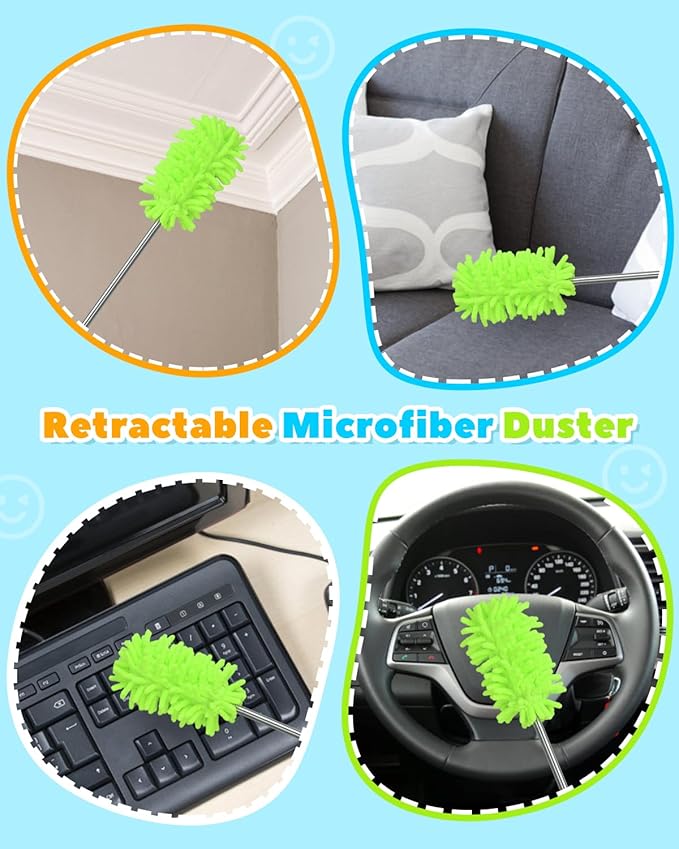 11 Pcs Blind Cleaner Duster Tool Kit – Mini & Window Blinds Cleaner Brush Set, Air Vent & Track Cleaning Tools, Window Groove & Sill Scrubber for Home, Car, AC, Sliding Doors - Green