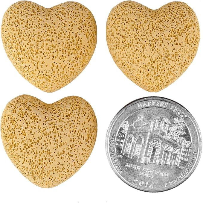 rockcloud Yellow Lava Rock Stone Heart Shape Pocket Stones Dyed Lava Rocks Aromatherapy Essential Oil Diffuser Set, 0.9 Inch, 10 Pcs