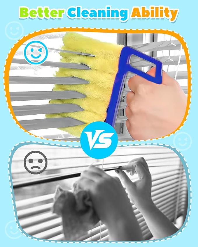11 Pcs Blind Cleaner Duster Tool Kit – Mini & Window Blinds Cleaner Brush Set, Air Vent & Track Cleaning Tools, Window Groove & Sill Scrubber for Home, Car, AC, Sliding Doors - Blue