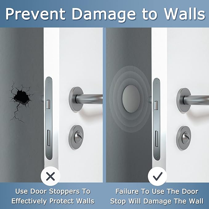 XoYoZo Door Stoppers Wall Protector Buffer Guard Doorknob Door Handle Bumper Self Adhesive Silencer Soft Rubber Crash Pad for Home Office