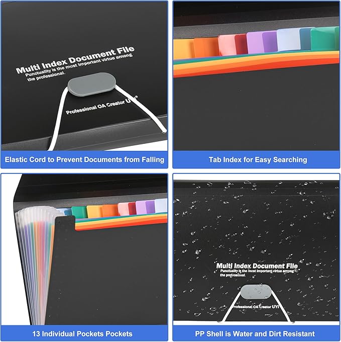 2 Pcs 13 Pockets Expanding File Folders,B6 Accordion Folders/Portable Receipt Organizer/for Receipts, Taxes, Monthly Bills, Cards, Checks, Coupons, Vouchers, Change