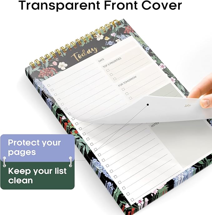 Taja To Do List Notepad - To Do List Notebook for Work with 52 Sheets, 9.8" x 6.5", Undated Daily Planner Perfect for Daily Tasks and Goal Setting, Notepad Suitable for Office, Home & School - Forest Bloom