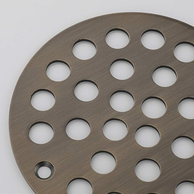 vouruna 4-Inch Screw-in Shower Strainer Drain Cover Replacement Floor Strainer (Antique Brass)