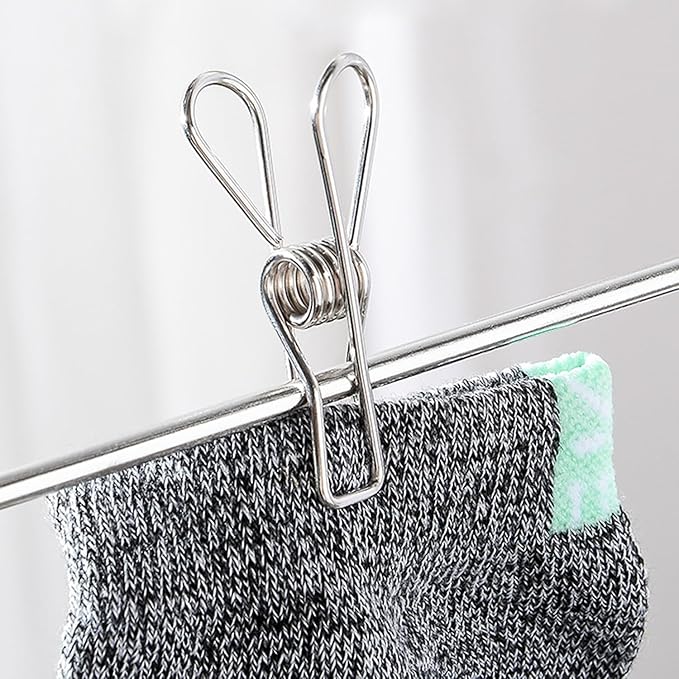 50 Pack Clothes Pins for Hanging Clothes, Stainless Steel ClothesPins Heavy Duty Outdoor Wire Clothes Pins Large Laundry Pins Metal Clips, 2.36inch/6cm