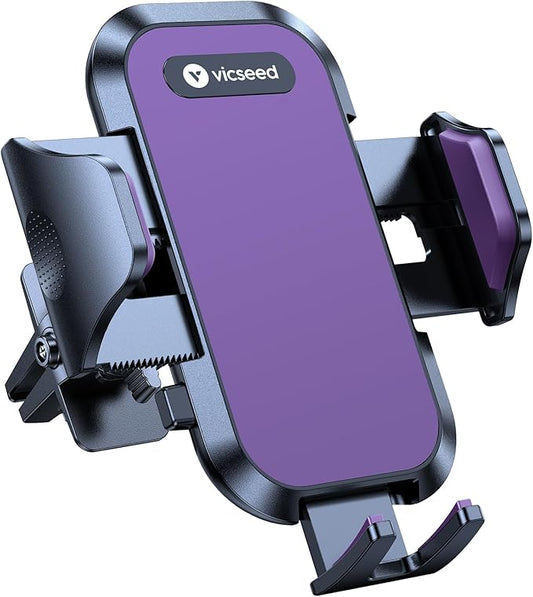 VICSEED 2026 Upgrade Phone Holders for Your Car with Double Lock Vent Clip Cell Phone Car Mount Universal Car Phone Holder, 360° Rotation Easy Clamp Car Mount for iPhone 17 Pro Max 16 15 14 13 12