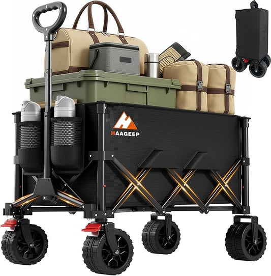 Folding Wagon Cart with Wheels Foldable - Collapsible Wagons Carts Heavy Duty, Fold Up Portable Utility Wagon for Grocery Beach Fishing Camping Shopping, Carrito para Cargar Cosas Con Ruedas(180L)